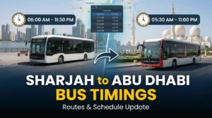 Sharjah to Abu Dhabi Bus Timings | Route 117, Fares & Stops